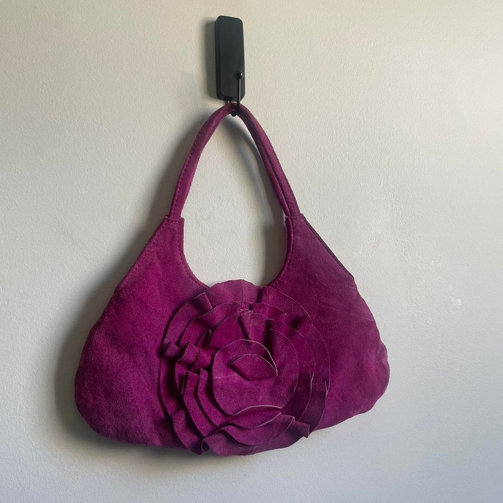 Hot pink suede mini handbag - Picture 3 of 4